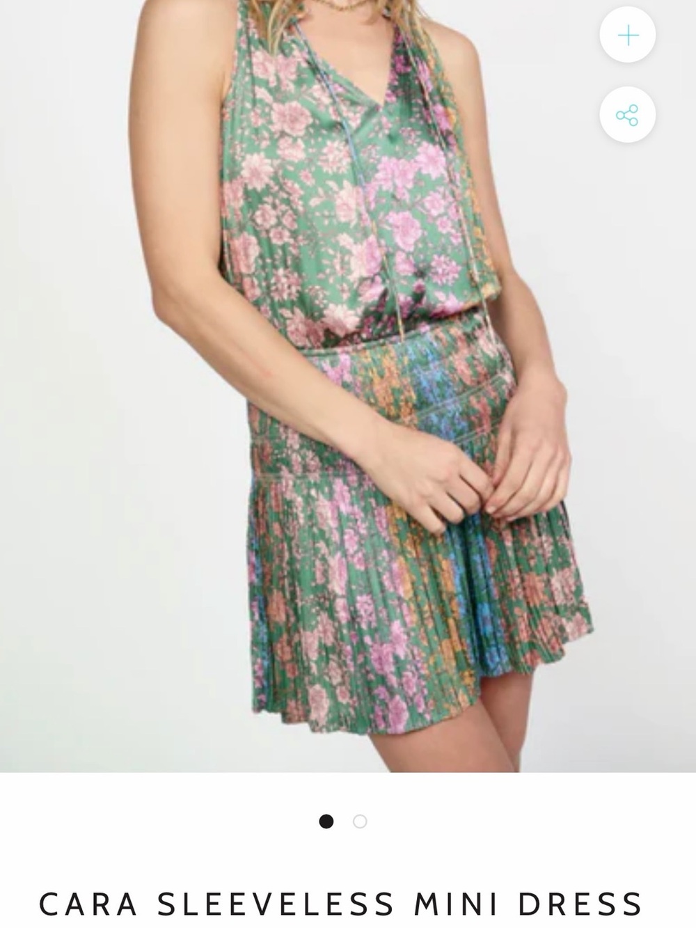 Current Air Green Floral Cara Sleeveless Pleated Mini Dress